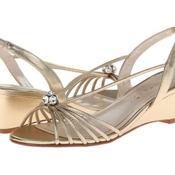 New Caparros gold wedge sandals evening - Picture 1 of 5